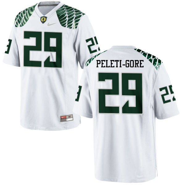 Men #29 Pou Peleti-Gore Oregon Ducks College Football Jerseys-White